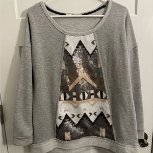 Maurices Sequined Embellished Front Sweatshirt Sz 0 (14W)